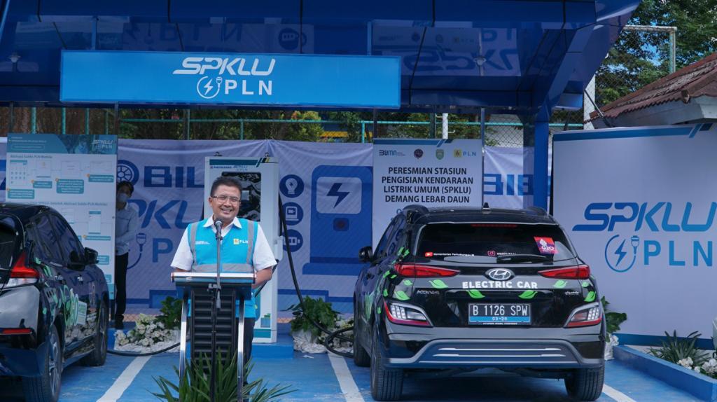 GM PT PLN UIW S2JB, Bambang Dwiyanto Saat Memberikan Sambutan di acara Lounching SPKLU ke-2 di Kota Palembang