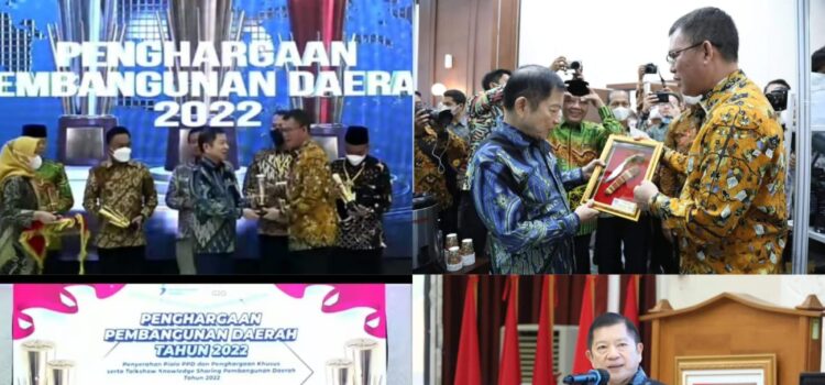 Wali kota Pagar Alam Alpian Maskoni, secara langsung menerima piala Penghargaan Pembangunan Daerah (PPD) Tahun 2022