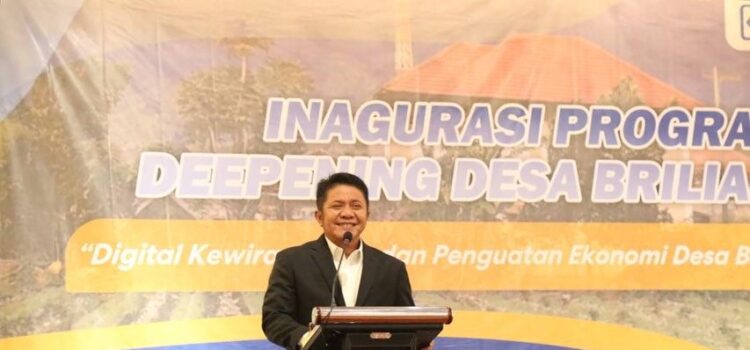 Gubernur Sumsel Herman Deru saat sambutan pada Inagurasi Program Deepening Desa Brilian 2022 "Digital Kewirausahaan dan Penguatan Ekonomi Desa Berkelanjutan"