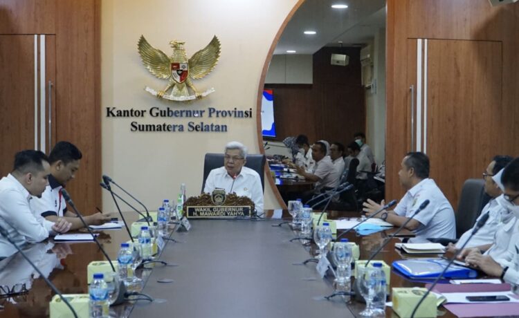 Wagub Mawardi Yahya saat memimpin Rapat kerjasama pemanfaatan Buffalo Center antara Pemprov Sumsel dan PT Sriwijaya Digital Indonesia
