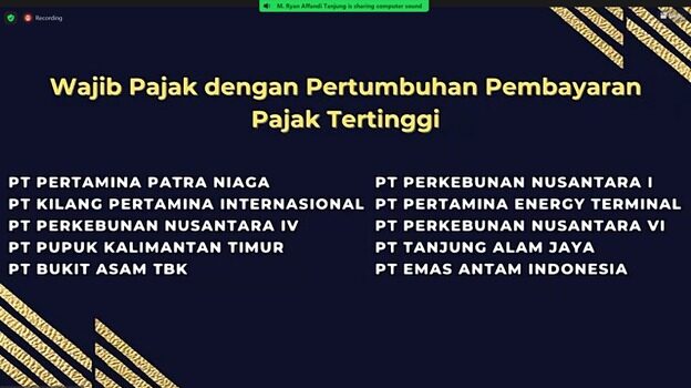 PT Bukit Asam (Tbk) meraih penghargaan sebagai wajib pajak dengan pertumbuhan pembayaran pajak tertinggi