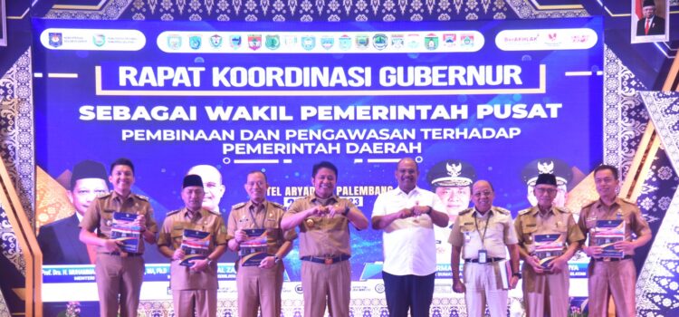 Gubernur Sumsel H Herman Deru saat menghadiri Rakor Gubernur Sebagai Wakil Pemerintah Pusat di Hotel Aryaduta Palembang, Selasa (21/3) petang