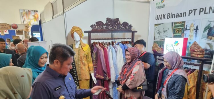 Gubernur Sumsel H Herman Deru saat melihat stand pameran UMKM binaan PLN UID S2JB pada Pameran Dekranasda, Rabu (8/3/2023) di Hotel Aryaduta Palembang