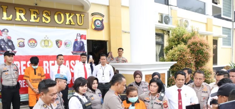 Polres Ogan Komering Ulu (OKU) menggelar konferensi pers, Senin (13/3/2023)