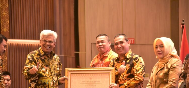 Wakil Gubernur Sumsel, H Herman Deru saat pemberian penghargaan Paritrana Award 2022