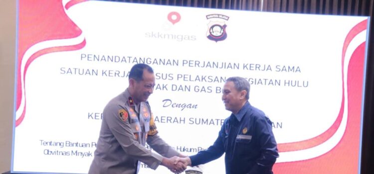 Penandatanganan Perjanjian Kerja Sama (PKS) SKK Migas dan Polda Sumsel, Rabu (13/12/2023) di Mapolda Sumsel